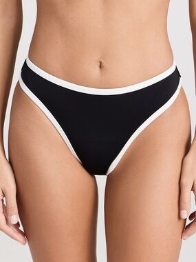 Good American Black Bikini Bottom with White Edge